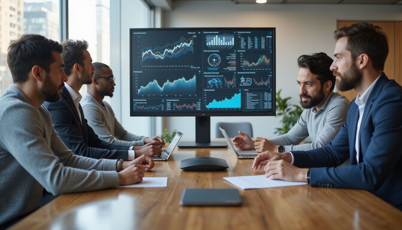 A diverse marketing team collaborates around a modern conference table.