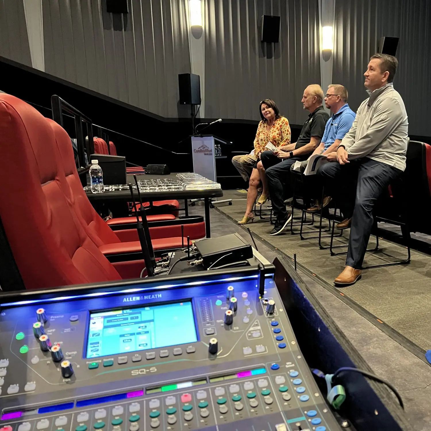 Professional-grade equipment like this Allen & Heath mixer provides the control and reliability auditorium systems require.