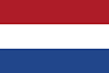 Flag of the Netherlands with horizontal red, white, and blue stripes.