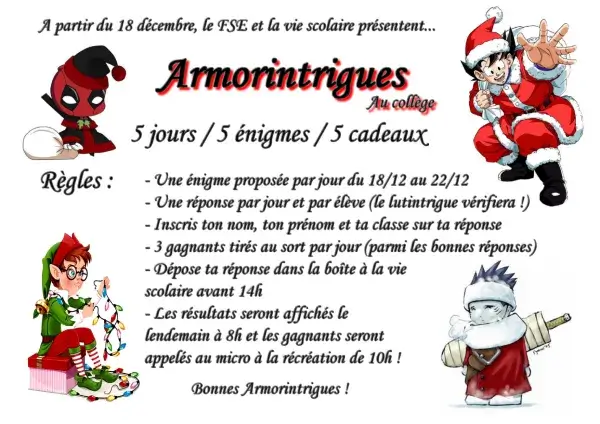 Capture d'écran d'un exemplaire de faire-part pour un jeu de Noel pour enfants.