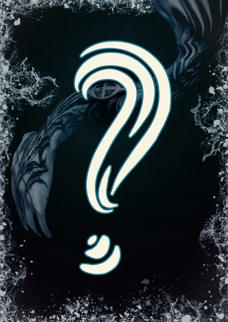 Artistic design with stylized letters 'NP', text reading 'Hilda Rising', 'anniv' psycho-magick', and date '23/05/26' on dark background with decorative white and gray splatters.