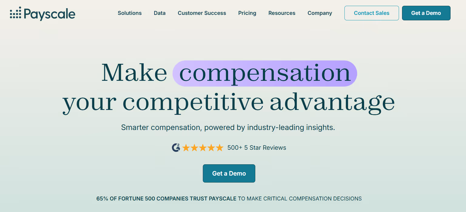 Payscale homepage