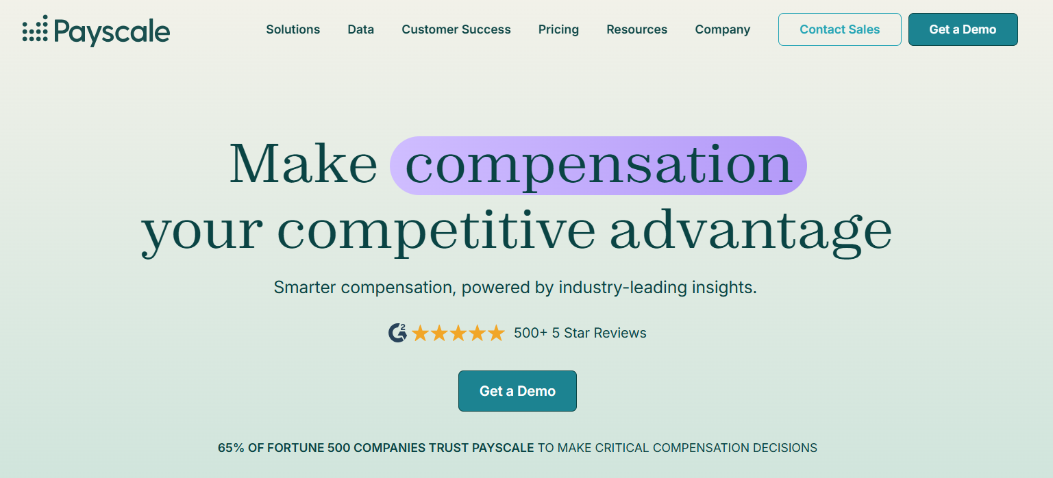Payscale homepage
