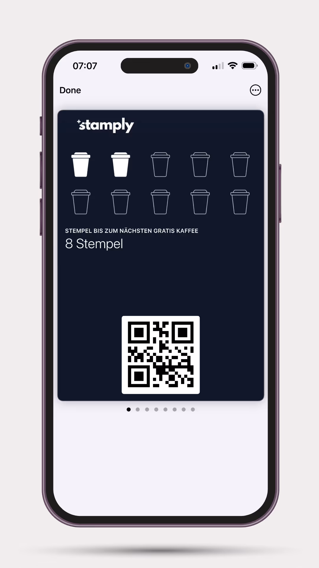 iPhone mit Stamply Stempelkarte
