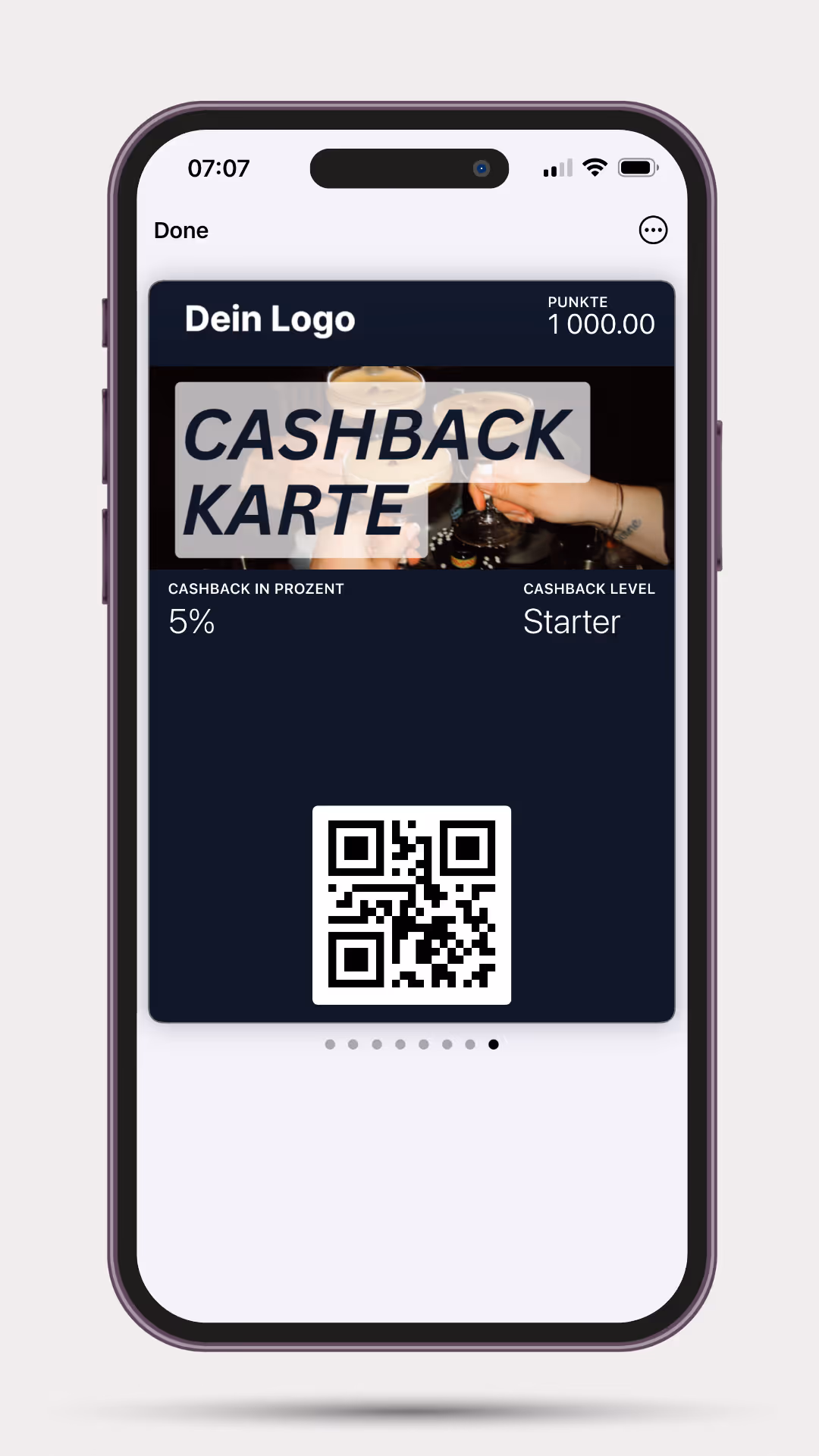 iPhone mit Stamply Cashback-Karte
