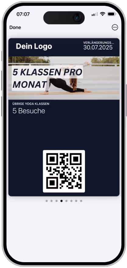 iPhone mit digitaler Abo-Karte für 5 Klassen pro Monat

