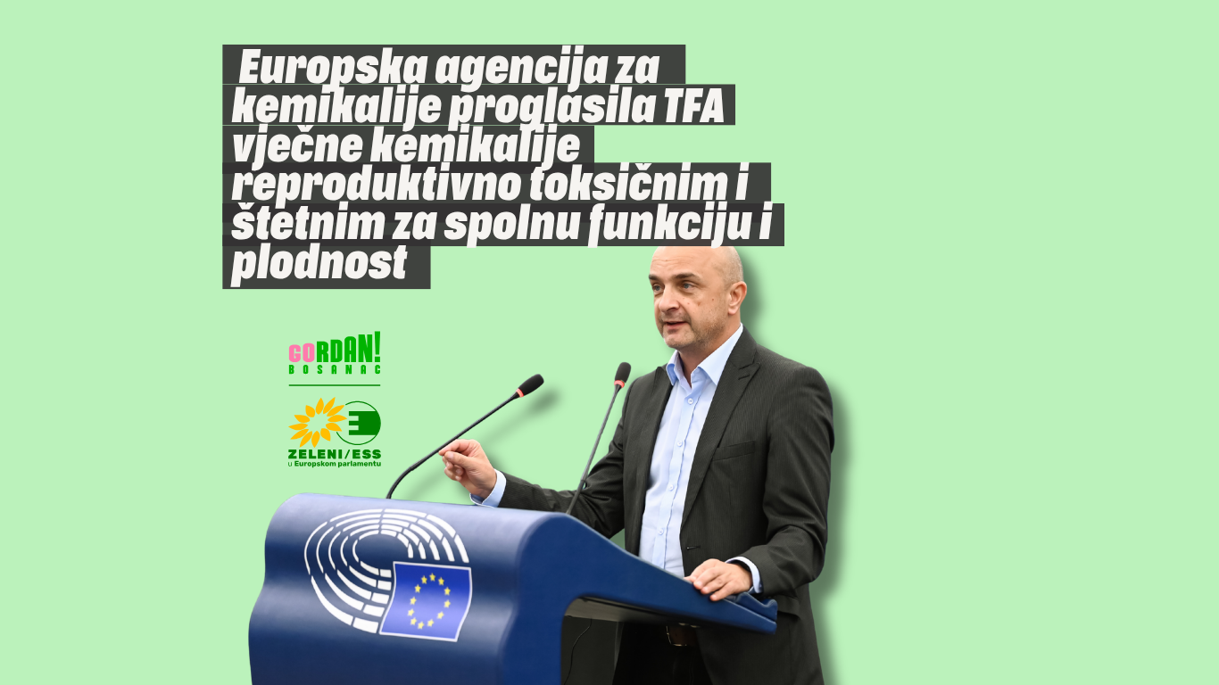 Bosanac: Spoj TFA, pronađen kod svih ispitanika istraživanja na PFAS, Europska agencija za kemikalije proglasila reproduktivno toksičnim i štetnim za spolnu funkciju i plodnost
