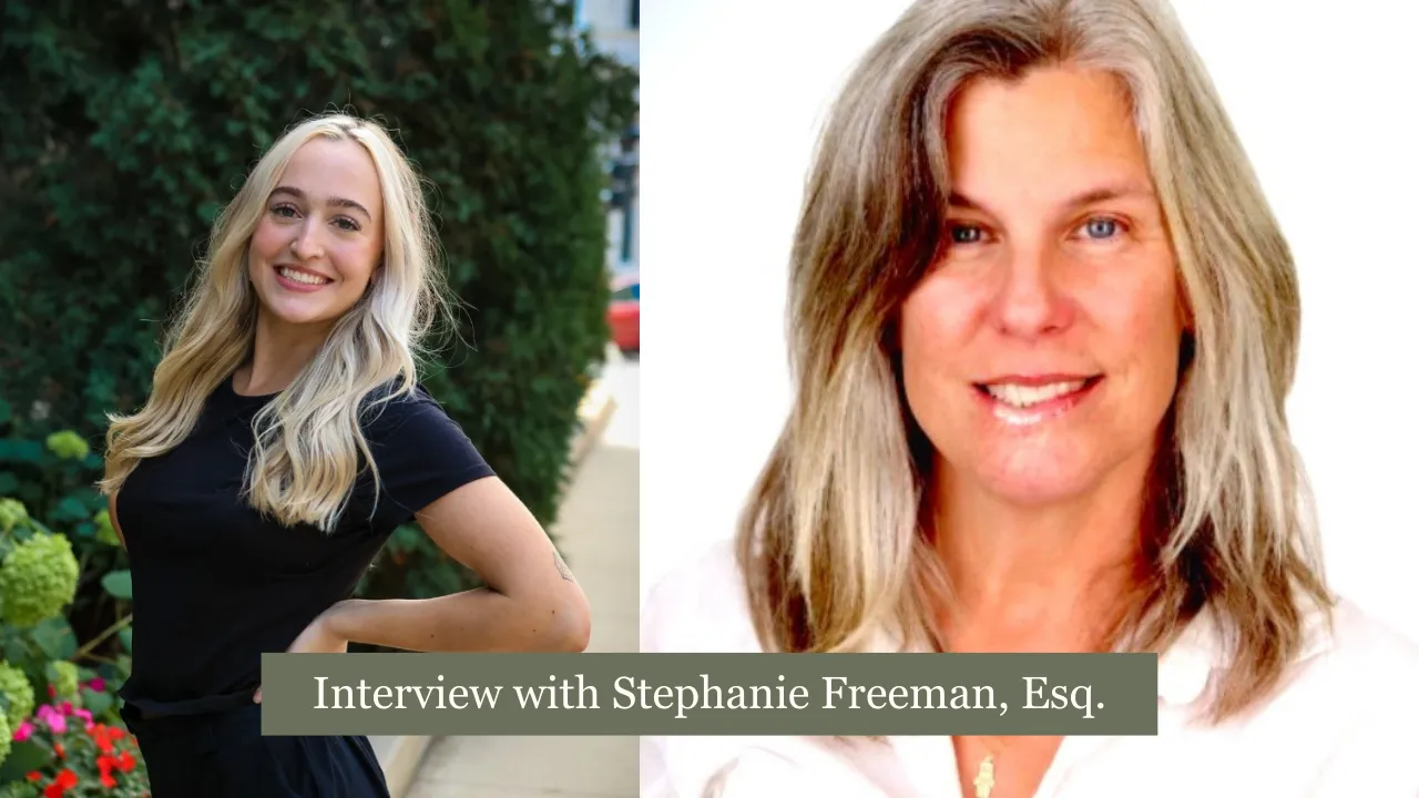 Two women smiling side by side, representing an interview with probate lawyer Stephanie Freeman, Esq., an estate planning attorney discussing trust and will guidance and guardianship attorney insights.