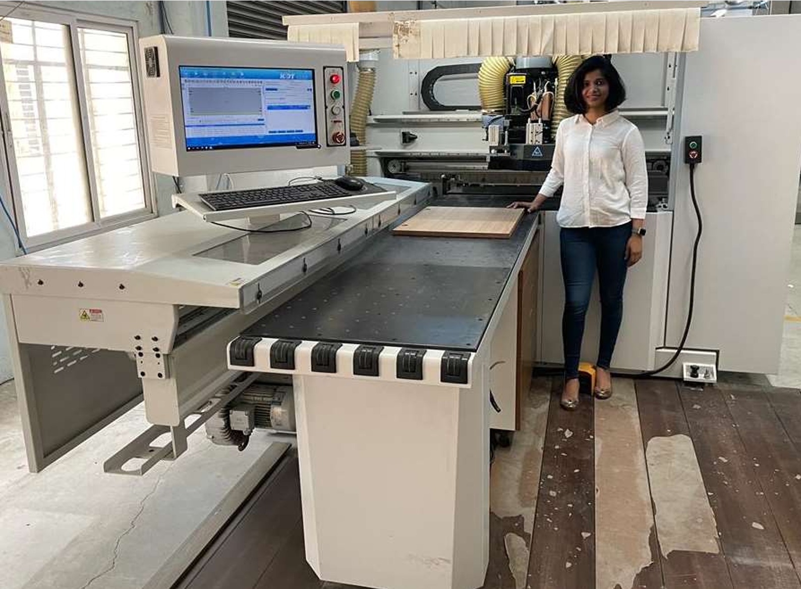 Manufacturing Unit of Elemmentz taht produces sophisticated modualr furniture, in Hyderabad with state of the art German machinery 