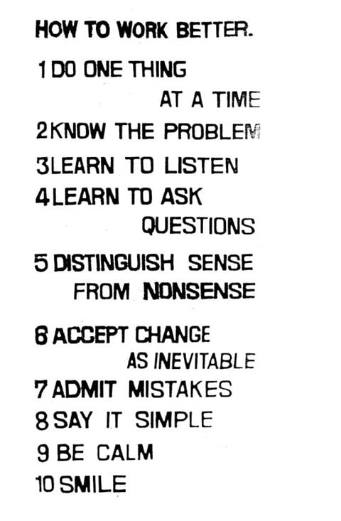 How to work better by Peter Fischli & David Weiss
