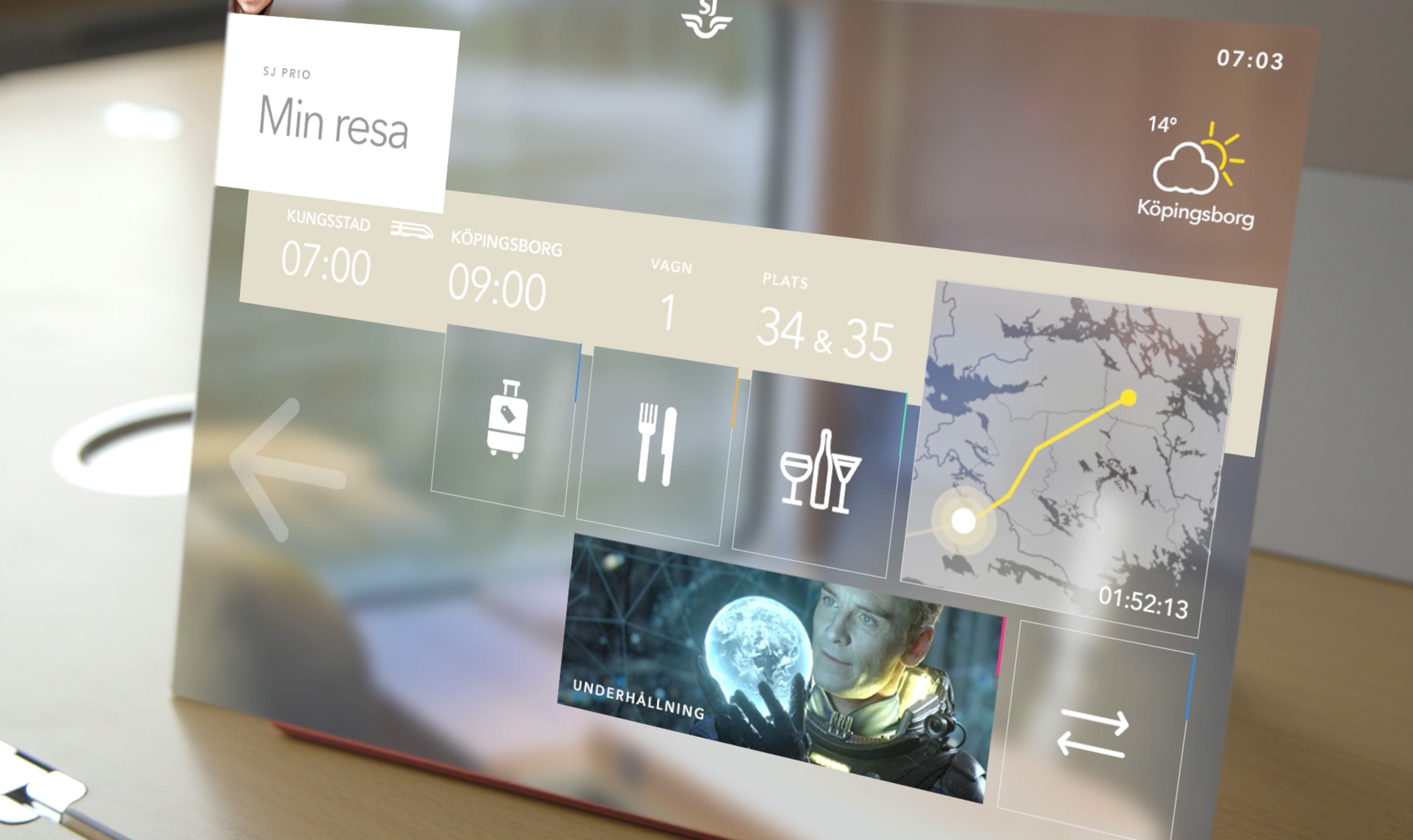 Min resa — travel interface from the SJ Future Prototype by Johan Ronnestam