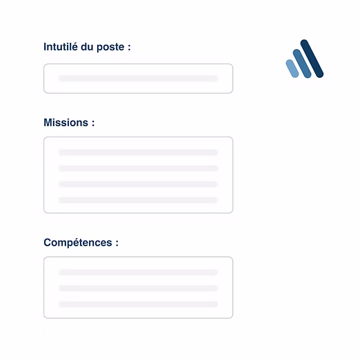 Fiche de poste avec intitulé, missions et compétences à définir