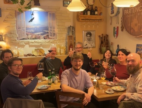 Lively Apps team enjoying a Christmas dinner together at an Italian restaurant.