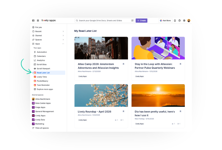 Screenshot of Read Later list