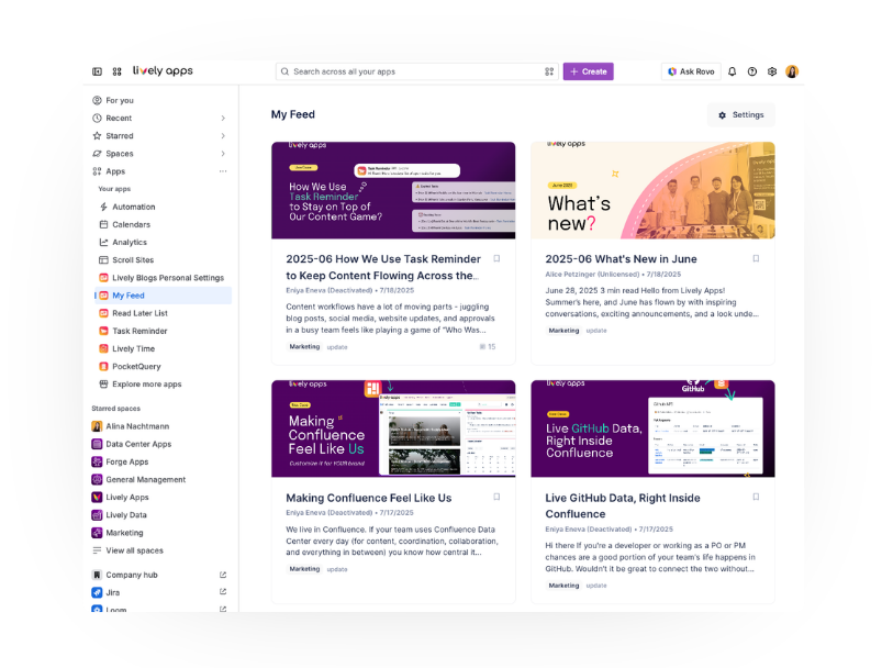 Screenshot of My Feed page showing blog posts