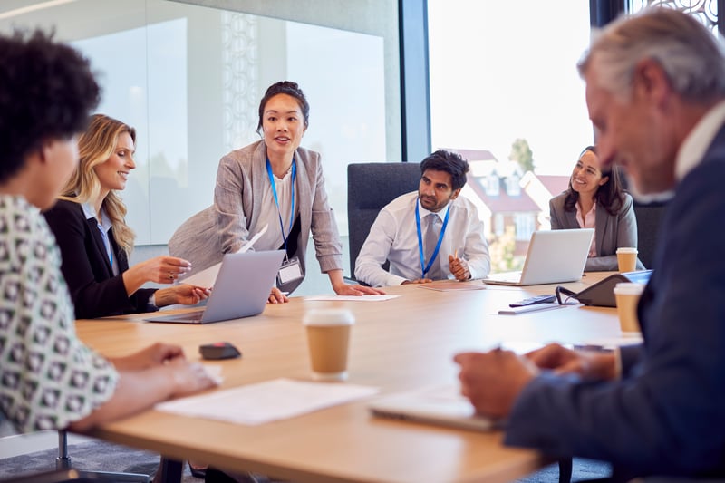 Nonprofit search committee meeting around a conference table