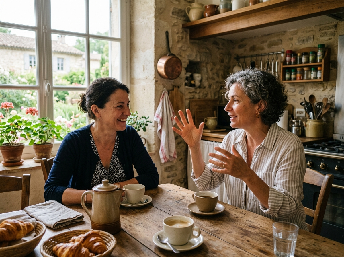 Deux femmes discutant autour d'un café