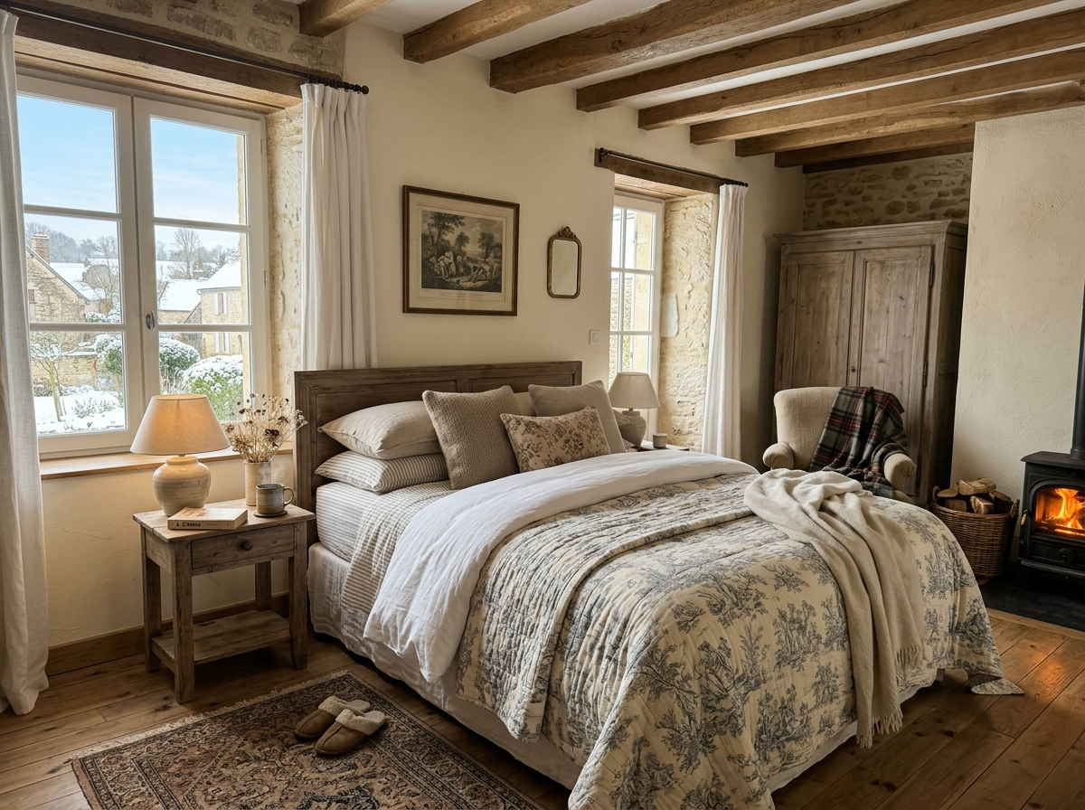 Chambre chaleureuse et confortable le matin