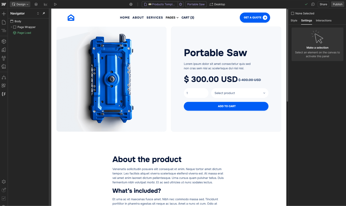 Ecommerce Page - Homerepair X Webflow Template | BRIX Templates