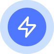 blue icon with lightning. 