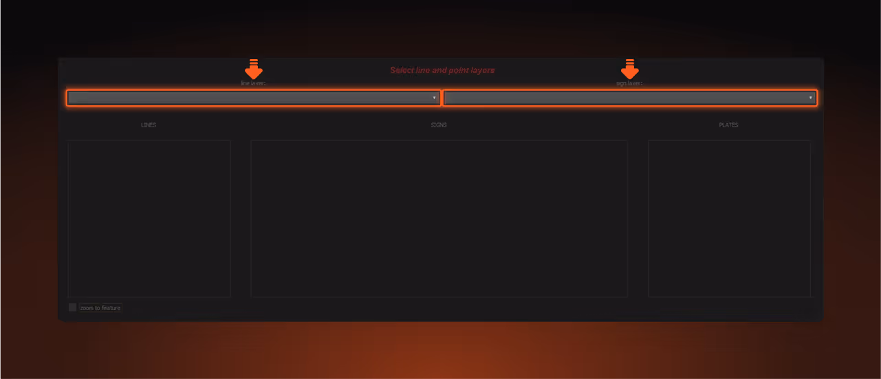 In the plugin window, choose line layer & sign layer.