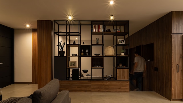 modern style high value room with man walking away