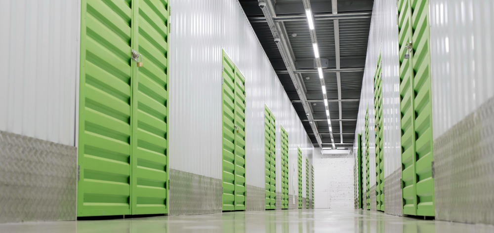 self storage units green doors