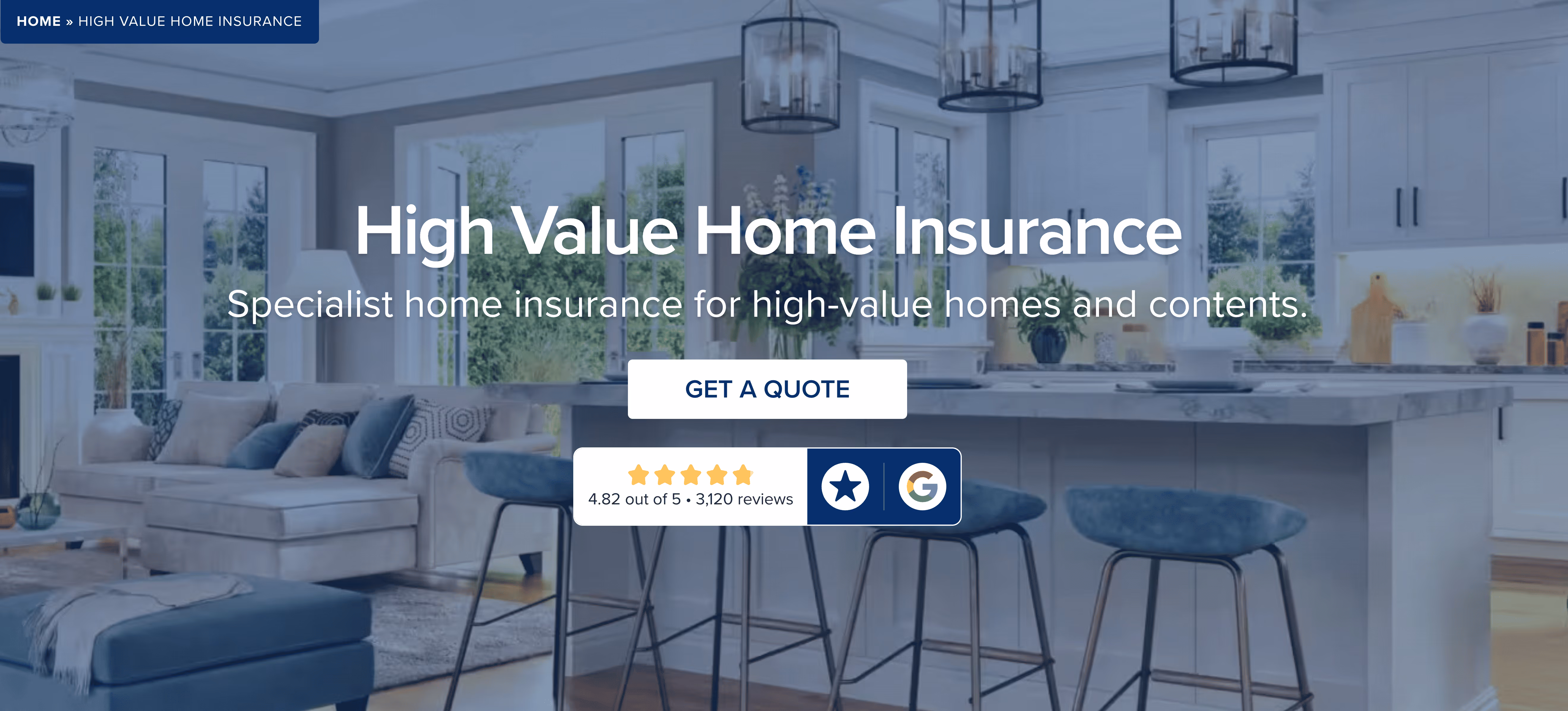 Stanhope High Value Home Insurance page