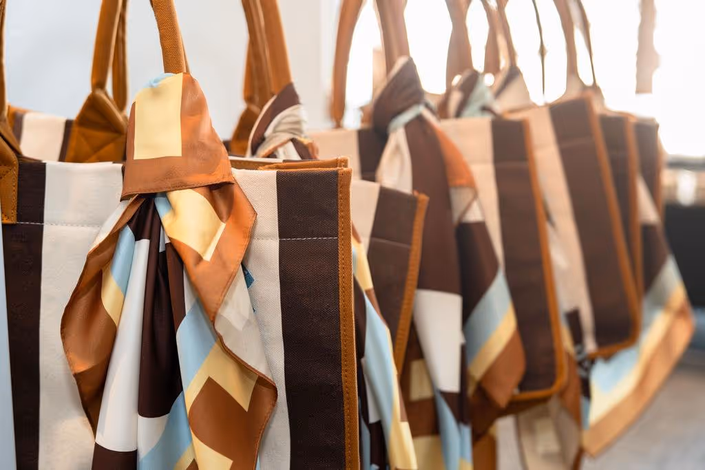 Merchgirls promotional tote bags and custom scarves at The Social SummitT