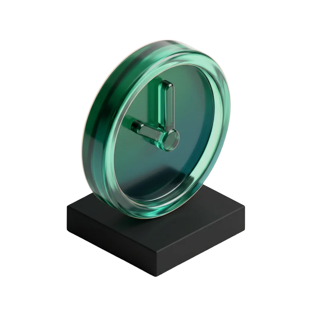Emerald glass clock on a black pedestal, review recency counting as much as volume