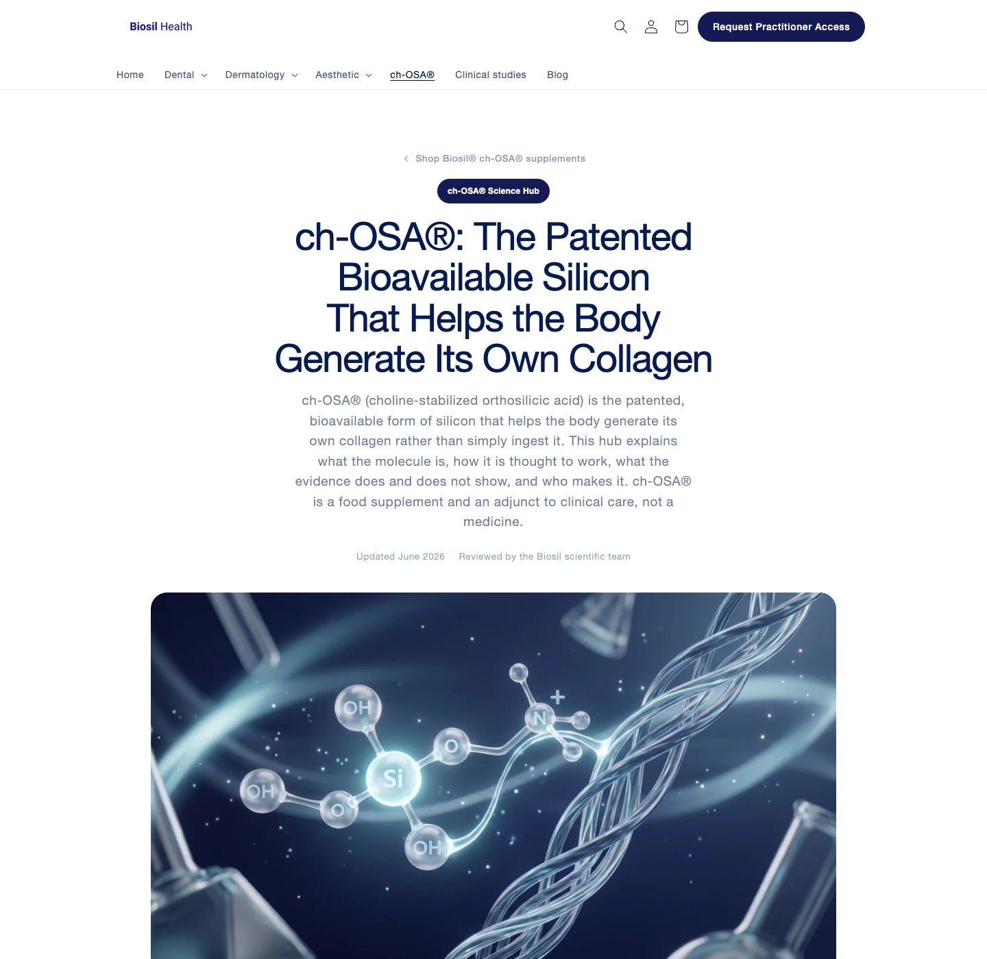 The ch-OSA science hub live on biosil.health, the patented bioavailable silicon explained