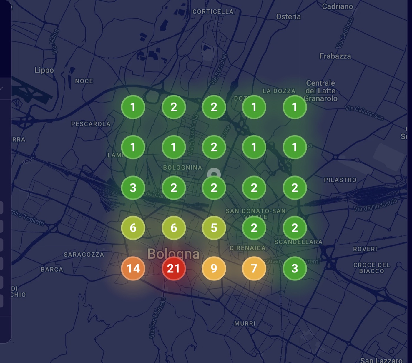 Local ranking grid on the core specialty query, March 5 2026, 71 percent visibility