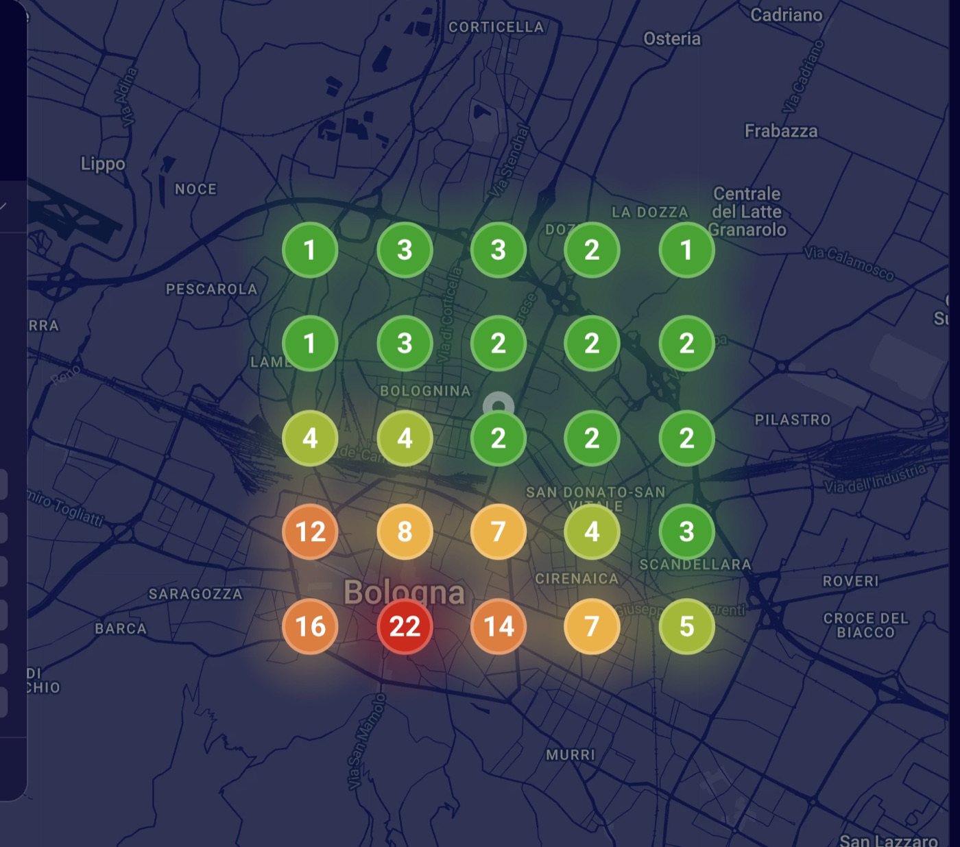 Local ranking grid on the core specialty query, August 6 2026, 56 percent visibility