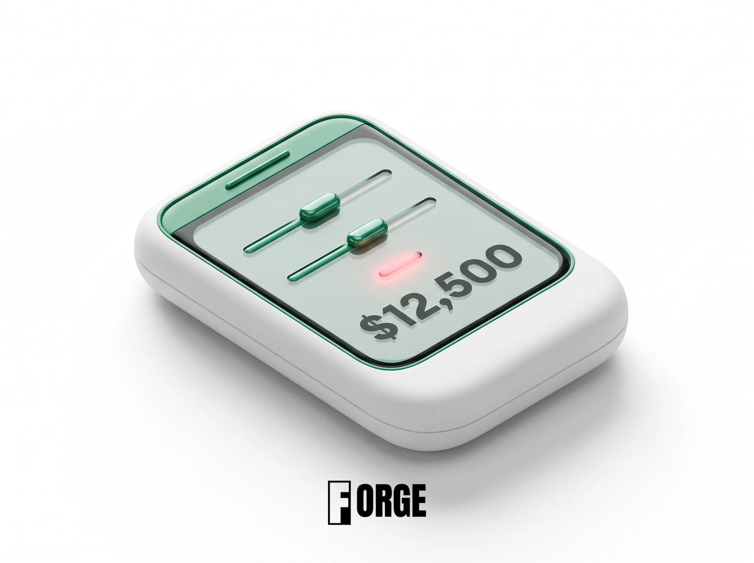 Dental ad spend calculator device with emerald sliders and a dollar total, showing where advertising budget leaks