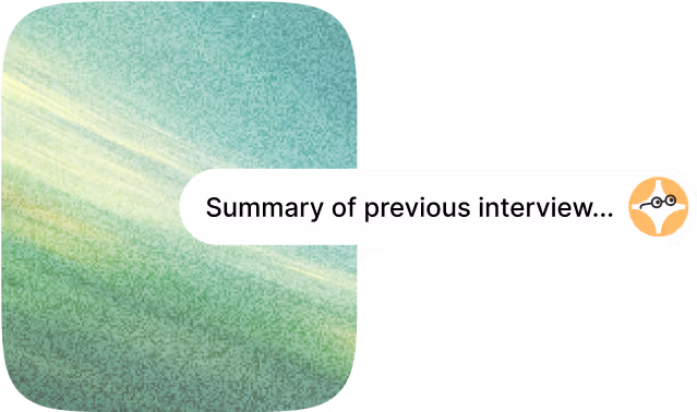 Talentium AI assistant showing summary of previous interview.