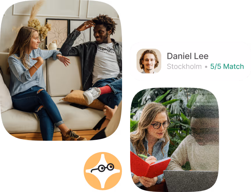 People interacting with and discussing the Talentium AI assistant, shown helping with candidate search, evaluation, and scheduling.