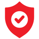 Shield icon with a checkmark inside representing security