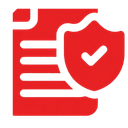 Icon of a document page next to a shield representing compliance