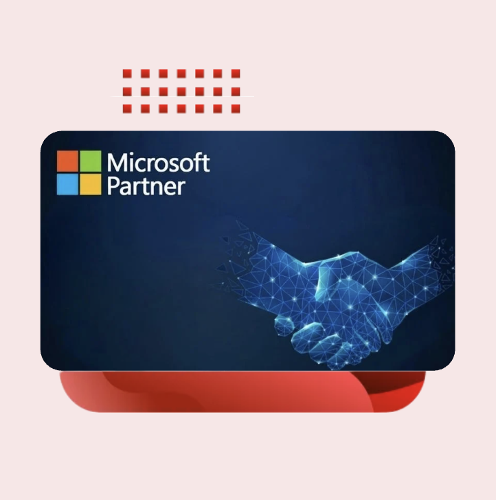 Microsoft Partner logo alongside an abstract digital handshake illustration