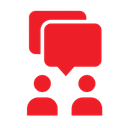 Two people with a speech bubble