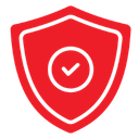 Icon showing a red shield with a checkmark inside