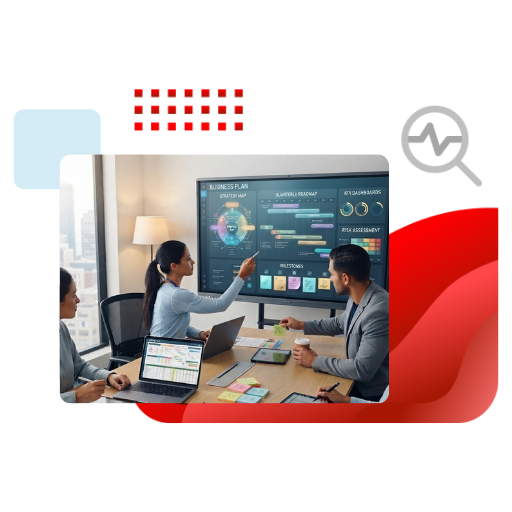 Business team in a meeting, discussing data security reports