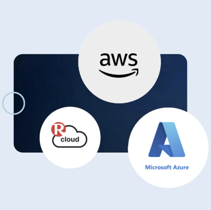 Logos of different cloud services providers such as Amazon Web Services and Microsoft Azure