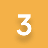 White number 3 with a subtle shadow on an orange background.