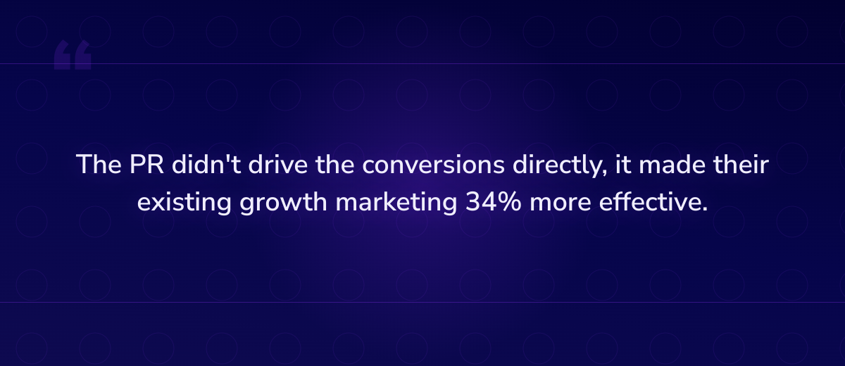Key insight: The PR didn't drive the conversions directly, it made their existing growth mark