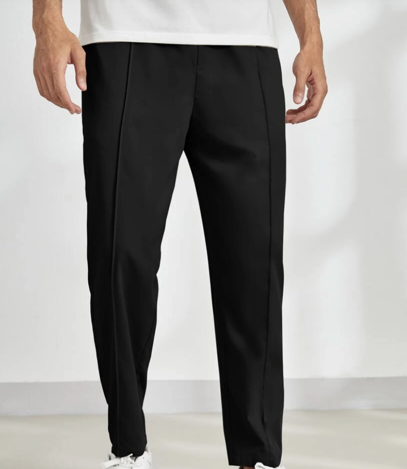 Black Tapered Slant Pocket Pants