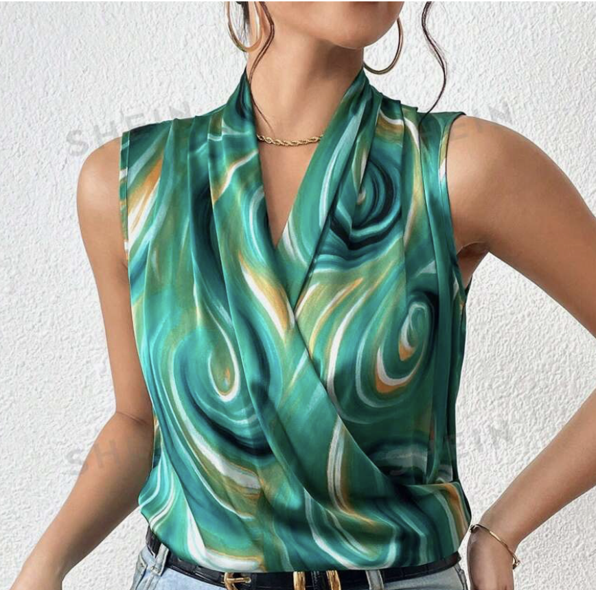 Shein green sleeveless blouse