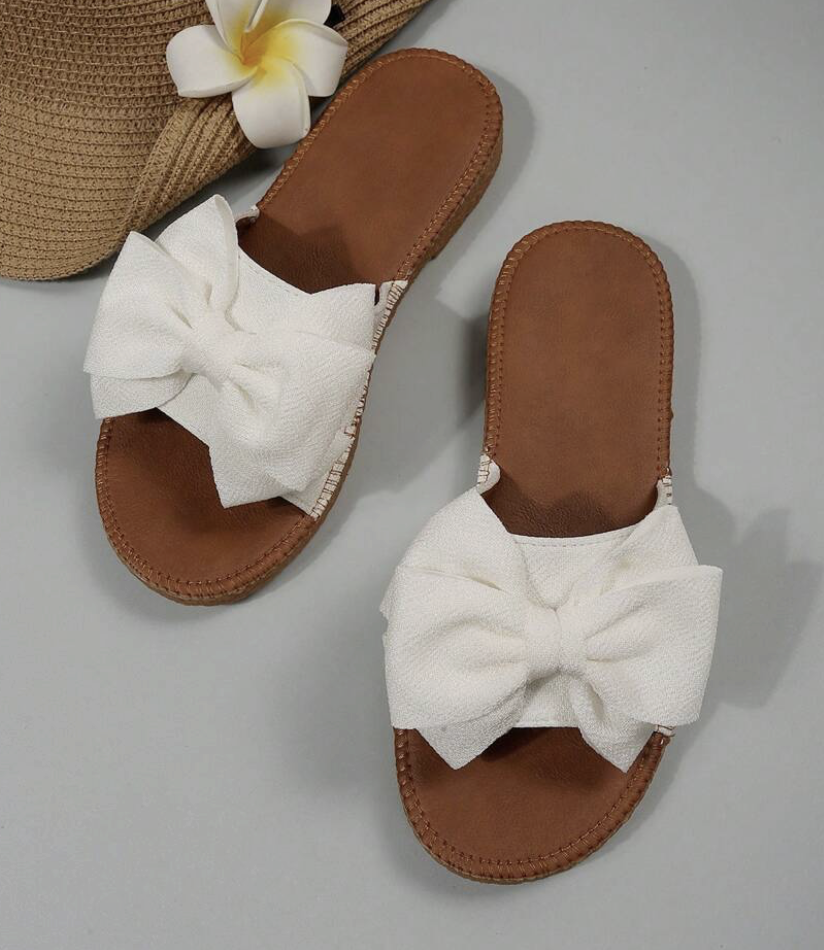 Shein white bow preppy slide sandals