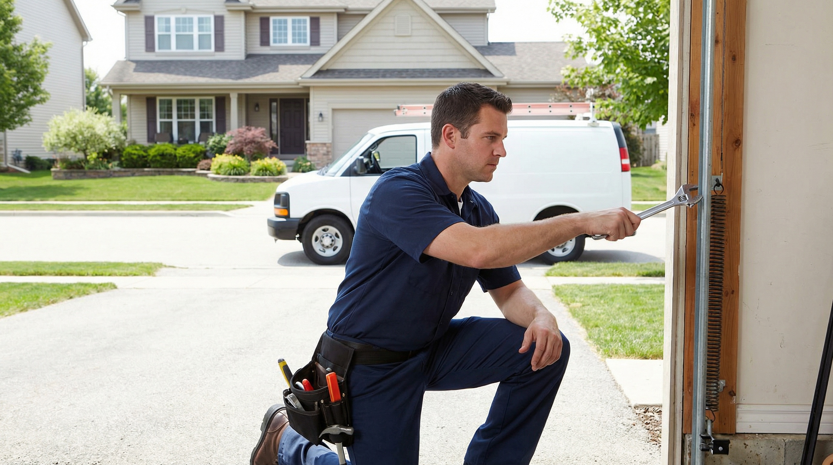 Garage Door tuneups require track and roller lubrication. Homes in Philadelphia should get a garage door tune up regularly.