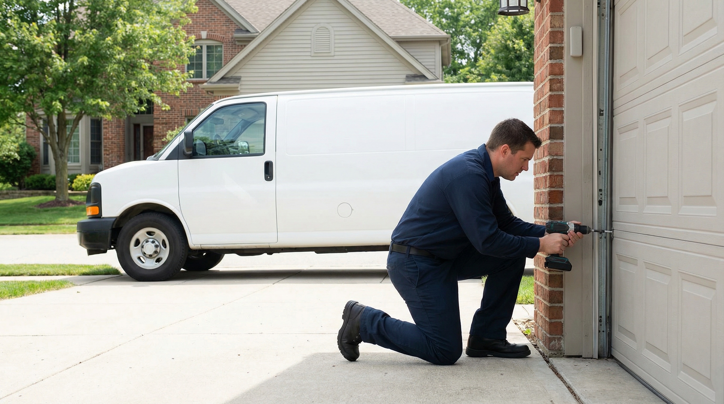 Garage Door tuneups require track and roller lubrication. Homes in Philadelphia should get a garage door tune up regularly.